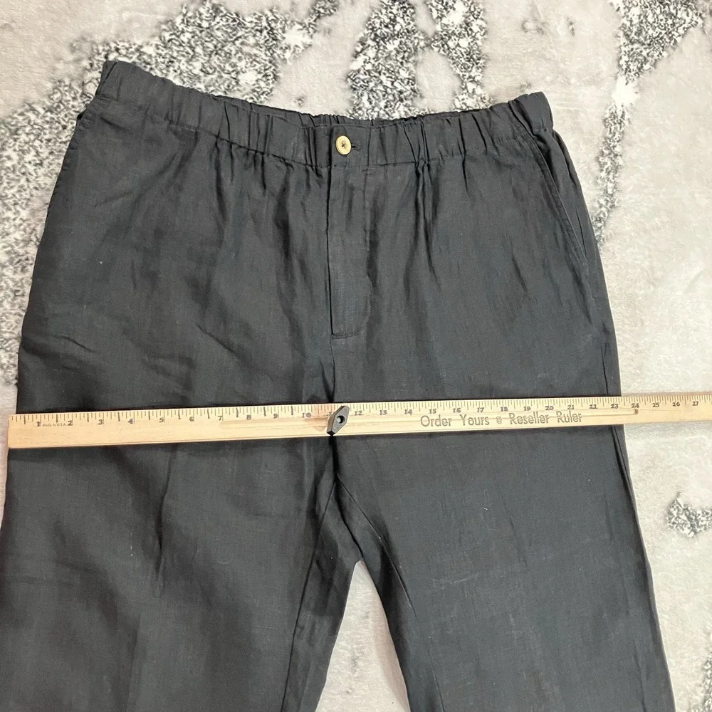 Quince 100% European Linen Pants Womens Size XL Black NWT Straight Leg Pull On